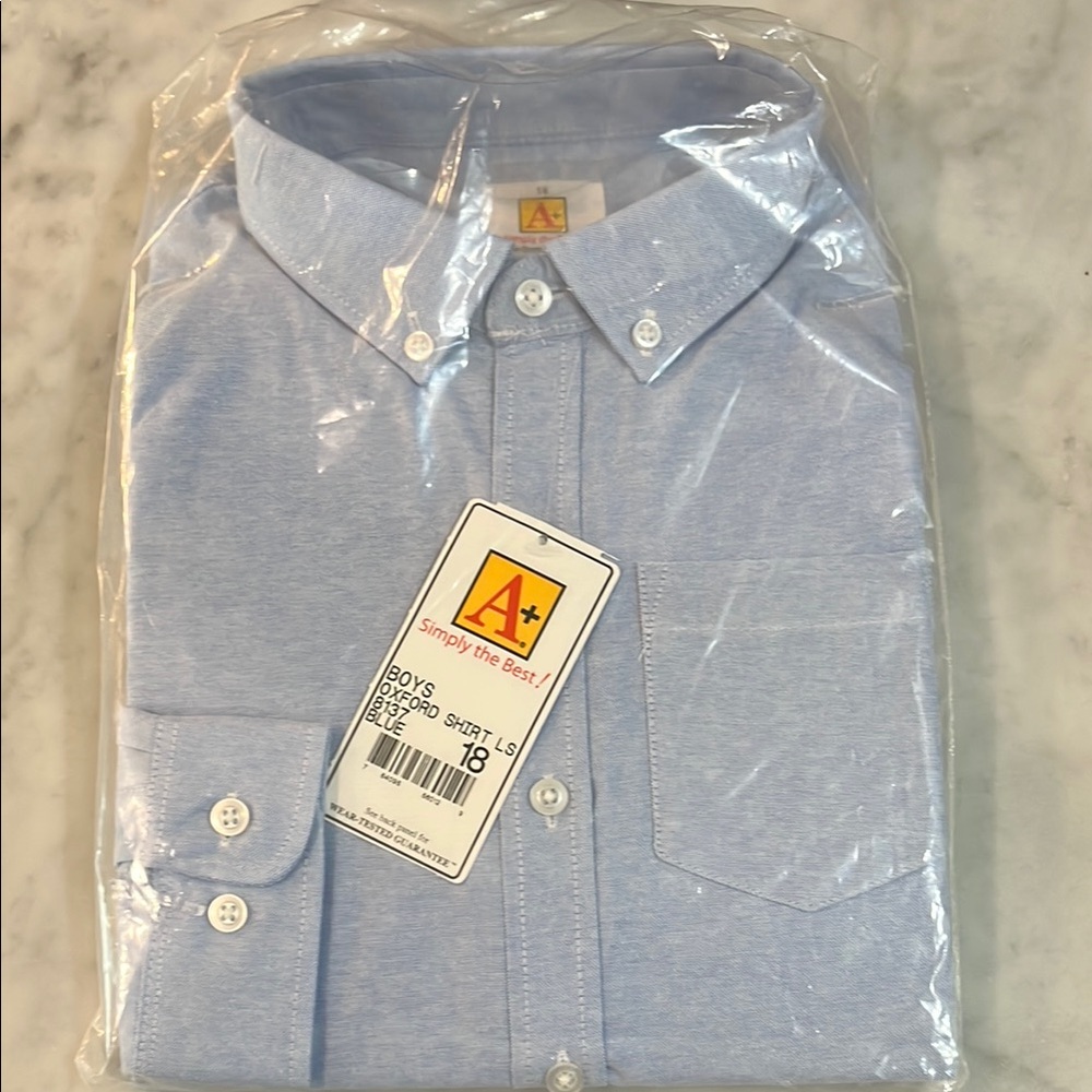 NWT Uniform Boys Blue Long Sleeve Shirt